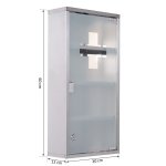 Armoire  pharmacie 3 tagres 4 niveaux 30l x 12l x 60h cm porte verre tremp symbole croix acier inoxydable ...