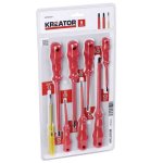 Assortiment de 7 tournevis isolés et 1 testeur kreator Assortiment de 7 tournevis isolés et 1 testeur kreator