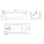 Baignoire batz - baignoire lot 170x80cm - acrylique renforc 3, 2mm - blanc