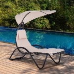 Bain de soleil design contemporain avec pare - soleil et matelas 1, 81l x 1, 27l x 1, 77h m acier poxy ...