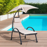 Bain de soleil design contemporain - pare - soleil et matelas - acier polyester - dim. 1, 7l x 1, 18l ...