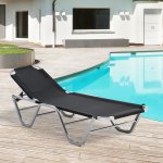 Bain de soleil transat design contemporain dossier inclinable multi - positions alu textilne noir