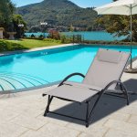 Bain de soleil transat design contemporain inclinable multi - positions repose - pied rglable ttire ...