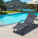 Bain de soleil transat design contemporain inclinable multi - positions repose - pied rglable ttire ...