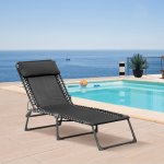 Bain de soleil transat pliable dossier inclinable multi - positions ttire fournie mtal poxy textilne ...