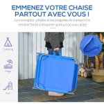 Bain de soleil transat pliable dossier rglable multipositions mtal et polyester bleu