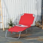 Bain de soleil transat pliable dossier rglable multipositions mtal et polyester rouge