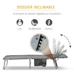 Bain de soleil transat pliable dossier réglable multipositions pochette rangement intégrée acier Époxy ... Bain de soleil transat pliable dossier réglable multipositions pochette rangement intégrée acier Époxy ...