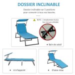 Bain de soleil transat pliable grand confort dossier pare - soleil rglables multi - positions alu. textilne ...