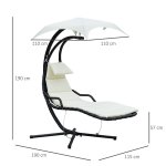 Bain de soleil transat suspendu avec pare - soleil et matelas design contemporain 190l x 115l x 190h ...