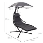 Bain de soleil transat suspendu avec pare - soleil et matelas design contemporain 190l x 115l x 190h ... Bain de soleil transat suspendu avec pare - soleil et matelas design contemporain 190l x 115l x 190h ...