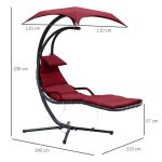 Bain de soleil transat suspendu avec pare - soleil et matelas design contemporain 190l x 115l x 190h ...