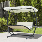 Balancelle bain de soleil de jardin 2 places inclinaison toit rglable polyester textilne 2 x 1, 66 ...