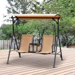 Balancelle de jardin 2 places table d'appoint pivotante + rangement intégré inclinaison toit réglable ... Balancelle de jardin 2 places table d'appoint pivotante + rangement intégré inclinaison toit réglable ...