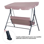 Balancelle de jardin 3 places toit inclinaison rglable coussins assise et dossier 1, 72l x 1, 1l x 1, ...