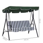 Balancelle de jardin 3 places toit inclinaison rglable coussins assise et dossier 1, 72l x 1, 1l x 1, ...