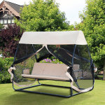 Balancelle de jardin convertible 3 places grand confort : matelas assise dossier, moustiquaire intgrale ...