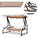 Balancelle de jardin convertible 3 places inclinaison toit rglable 2 tablettes + matelas 2l x 1, 2l ...