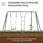 Balanoire 3 agrs portique avec balanoire, chelle et face  face dim. 2, 95l x 1, 38l x 1, 75h m mtal ...