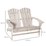 Banc de jardin 2 places design adirondack assise dossier  lattes larges accoudoirs bois naturel pin ...