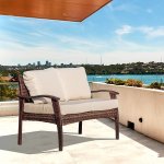 Banc de jardin 2 places style cosy chic coussins beige inclus mtal poxy rsine tresse imitation rotin ...