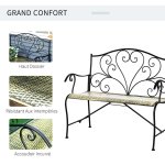 Banc de jardin 2 places style no - rtro fer forg lignes fuseles mtal noir dor effet vieilli