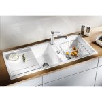 Blanco metra 8s - evier - silgranit - 2 cuves - 1 egouttoir reversible - vidage manuel - siphon - gris ...