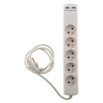 Bloc 5 prises 16a 2p + t avec 2x usb en 2. 1a câble h05vv - f 3g1mm² 1m - zenitech Bloc 5 prises 16a 2p + t avec 2x usb en 2. 1a câble h05vv - f 3g1mm² 1m - zenitech