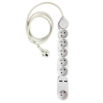 Bloc 6 prises + 2 usb blanc bricelec