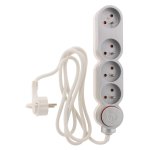 Bloc home 4 prises 16a 2p + t avec interrupteur et fiche extraplate - silver - c�ble ho5vv - f 3g1 1, ...