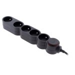Bloc home 5 prises 16a 2p + t avec interrupteur et fiche extraplate - noir - cble ho5vv - f 3g1 1, 5m ...