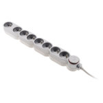 Bloc home 8 prises 16a 2p + t avec interrupteur et fiche extraplate - silver - cble ho5vv - f 3g1 1, ...