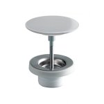 Bonde vasque avec cabochon en solid surface blanc