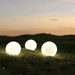 Boule solaire blanche À piquer moony blanc plastique ?30 cm Boule solaire blanche À piquer moony blanc plastique ?30 cm