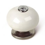Bouton de meuble boule blanc porcelaine h. 38 x l. 40 x p. 40 mm