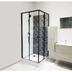 Cabine ciment - sans silicone - 90x90cm - dcors imprim - noir - en kit
