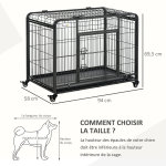 Cage pour chien pliable cage de transport sur roulettes 2 portes verrouillables plateau amovible dim. ...