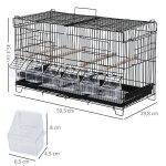 Cage  oiseaux dim. 59, 5l x 29, 8i x 35, 3h cm mangeoires perchoirs 4 portes plateau excrment amovible ...