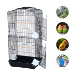 Cage  oiseaux volire avec mangeoires perchoirs plateau amovible dim. 48l x 36l x 91h cm mtal ps noir ...