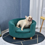 Canap� chien lit pour chien chat avec accoudoirs coussin moelleux pieds bois massif dim. 65 x 64 x 37 ...