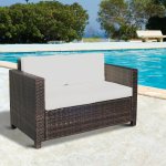 Canapé de jardin 2 places canapé droit 4 coussins déhoussables 130l x 70l x 80h cm résine tressée chocolat ... Canapé de jardin 2 places canapé droit 4 coussins déhoussables 130l x 70l x 80h cm résine tressée chocolat ...