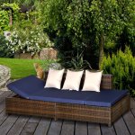Canapé lit de jardin 3 places inclinable latéralement matelas et coussins inclus résine tressée imitation ... Canapé lit de jardin 3 places inclinable latéralement matelas et coussins inclus résine tressée imitation ...