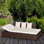 Canapé lit de jardin 3 places inclinable latéralement matelas et coussins inclus résine tressée imitation ... Canapé lit de jardin 3 places inclinable latéralement matelas et coussins inclus résine tressée imitation ...