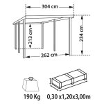 Carport voiture toiture pvc  solar plus  - 15. 56 m - 3. 04 x 5. 12 m