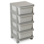 Casier 4 tiroirs rattan tower 80 gris