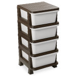 Casier 4 tiroirs rattan tower 80 marron