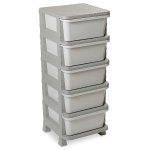 Casier 5 tiroirs rattan tower 100 gris