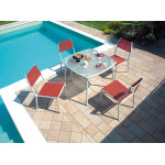 Chaise de jardin en aluminium ivoire et textilène corail sabaudia Chaise de jardin en aluminium ivoire et textilène corail sabaudia