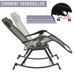 Chaise longue fauteuil  bascule pliable de jardin 2 en 1 design contemporain dim. 120l x 67l x 102h ...
