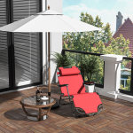 Chaise longue inclinable transat bain de soleil 2 en 1 pliant ttire amovible charge max. 136 kg toile ...